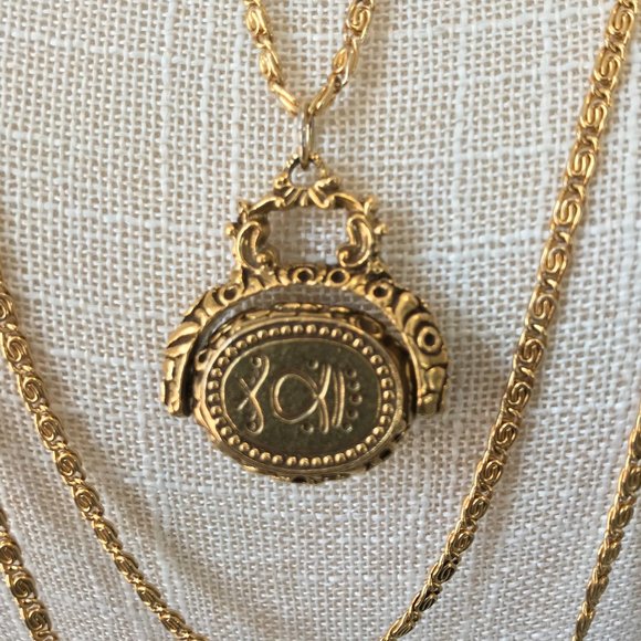 Goldette Vintage Signed 3 Strand Spinner Necklace - Picture 4 of 9